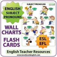English Subject Pronouns Chart and individual flash cards