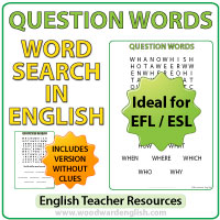 Question Words in English Word Search